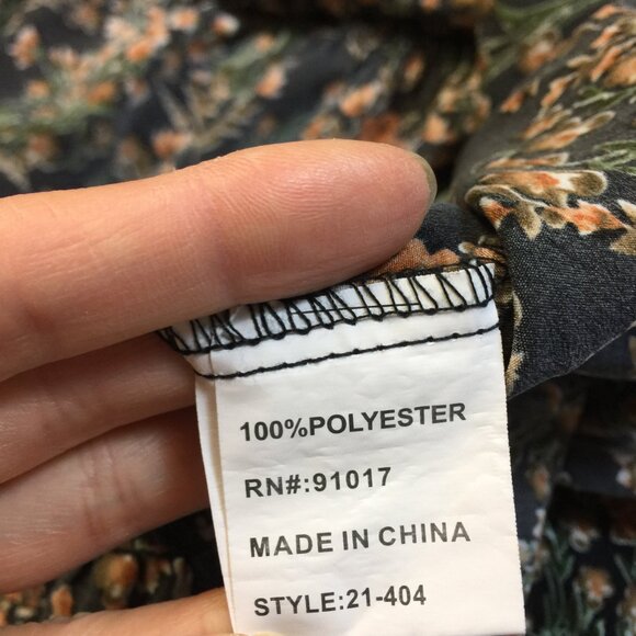 Solitaire Dress Size L Womans Black Floral Balloon Sleeve Embroidered Flowy Boho - Picture 11 of 15